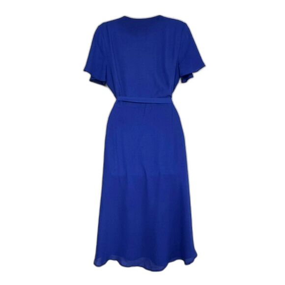 LULUS RISE TO THE OCCASTION ROYAL BLUE WRAP DRESS BUTTERFLY SLEEVE SIZE MEDIIUM - Picture 13 of 14